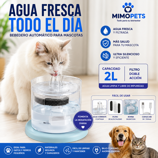 Bebedero Automático para Mascotas 2L | Agua Fresca Todo el Día
