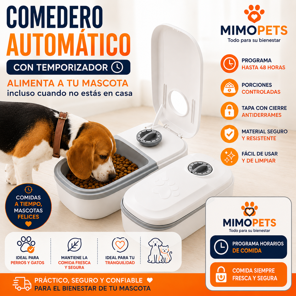 Comedero Automático para Mascotas con Temporizador hasta 48 Horas