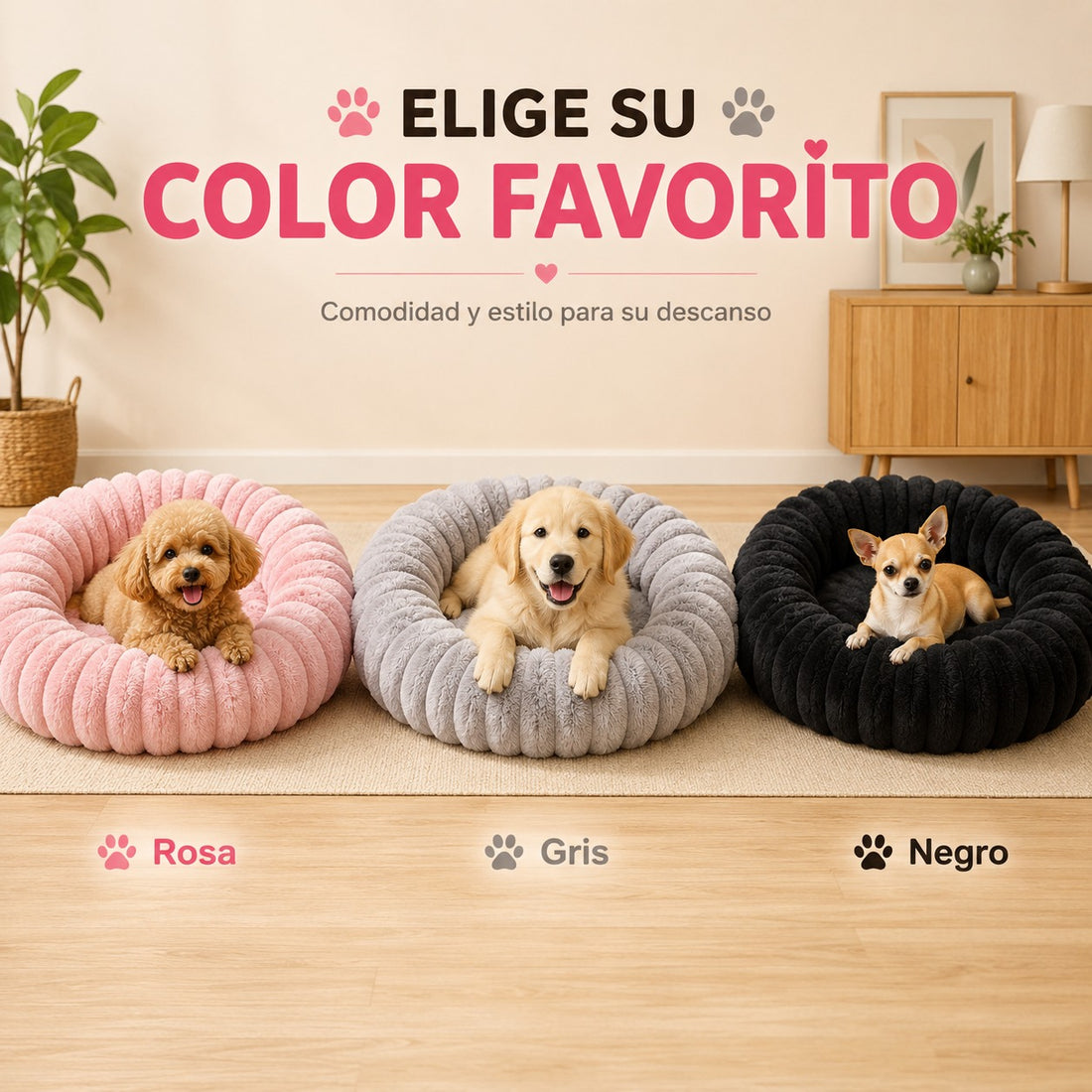Cama Antiestrés Afelpada para Perros y Gatos | Descanso Premium MIMOPETS