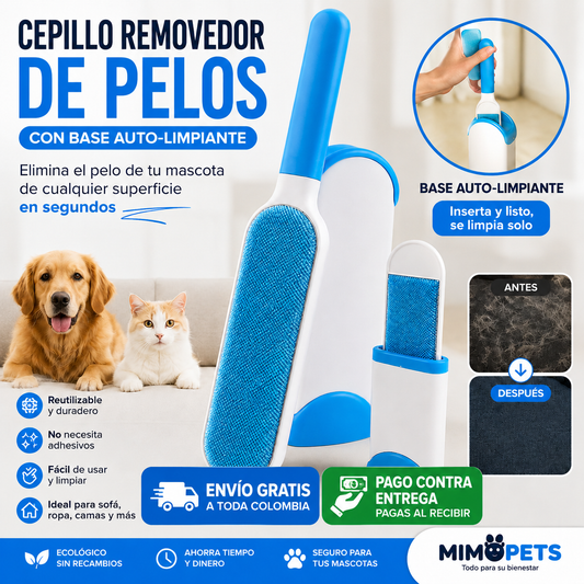 Cepillo Removedor de Pelos con Base Autolimpiante+ Mini Cepillo